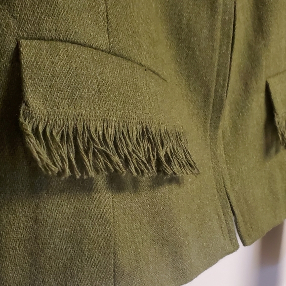 Vintage DONATELLA Green Wool Blend Cropped Zip Front Blazer Jacket 12 - Picture 4 of 8